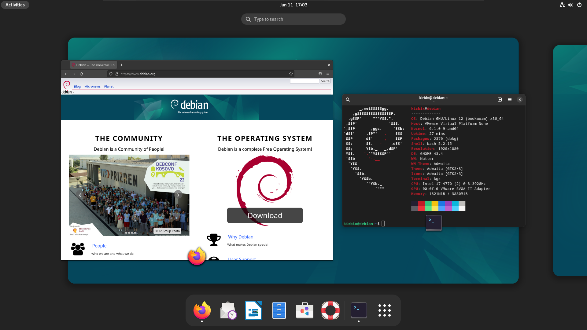 Debian 12 Bookworm GNOME Desktop English